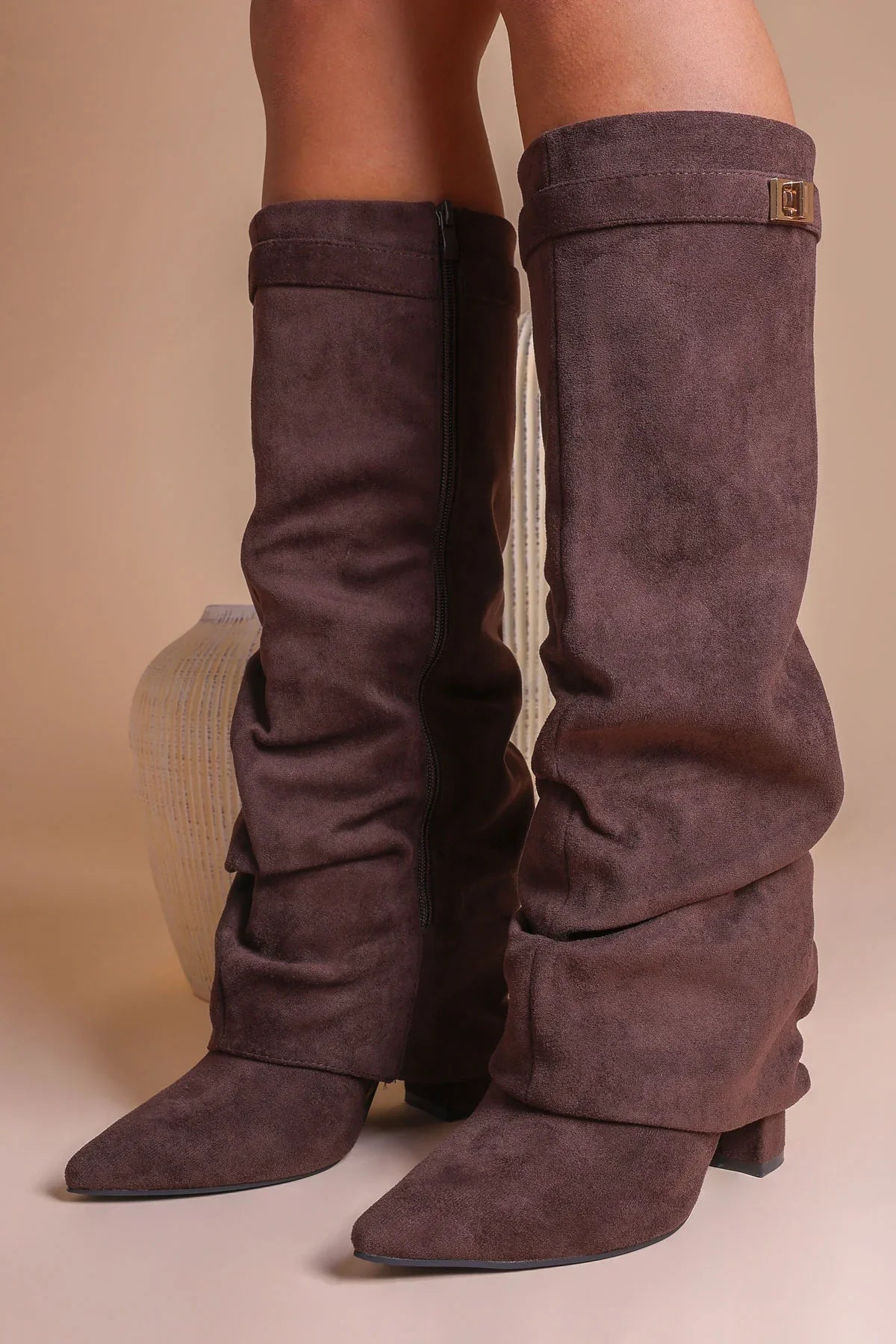 Botas holgadas de ante Elene - Marrón