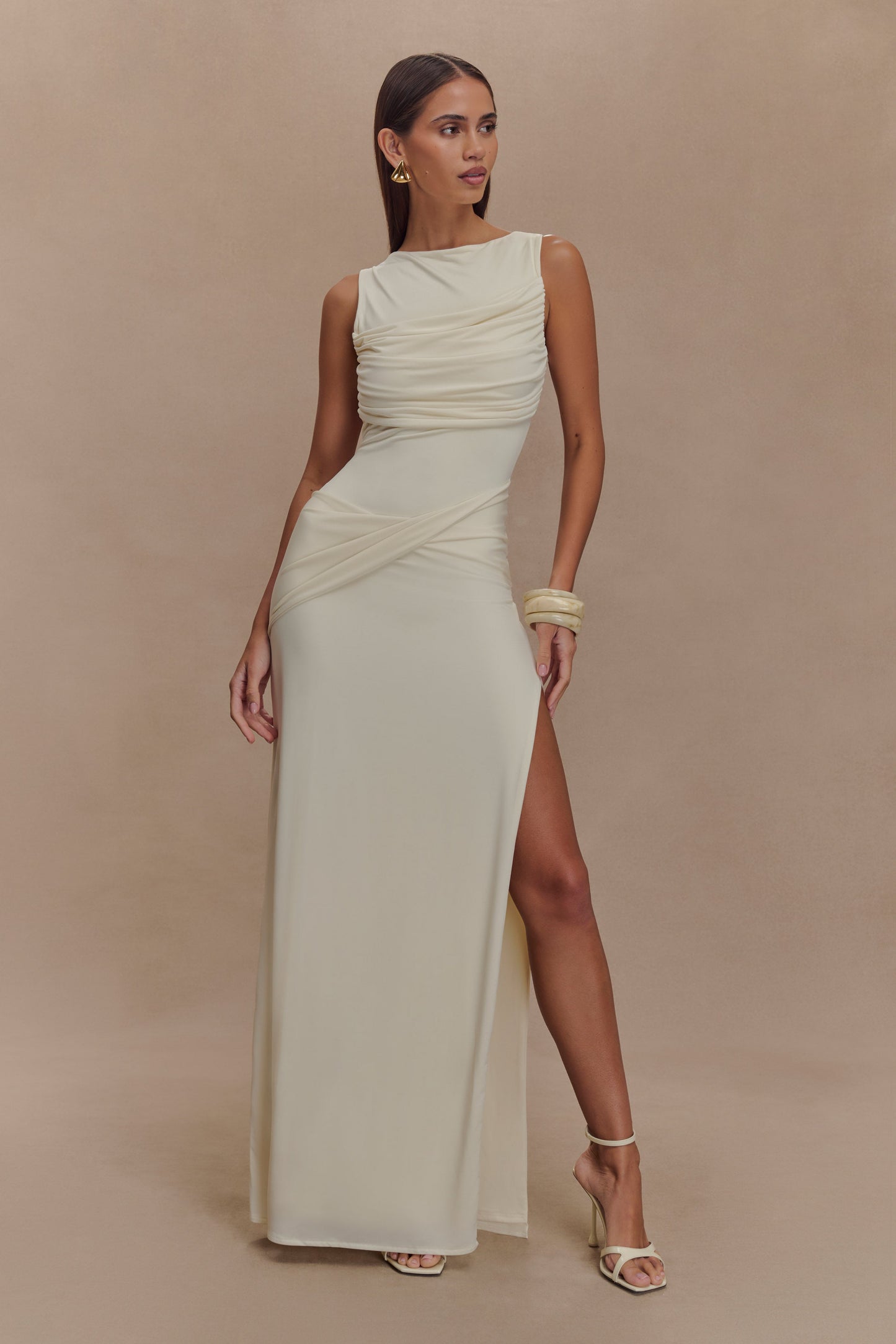 Vestido largo Ivonne – Marfil