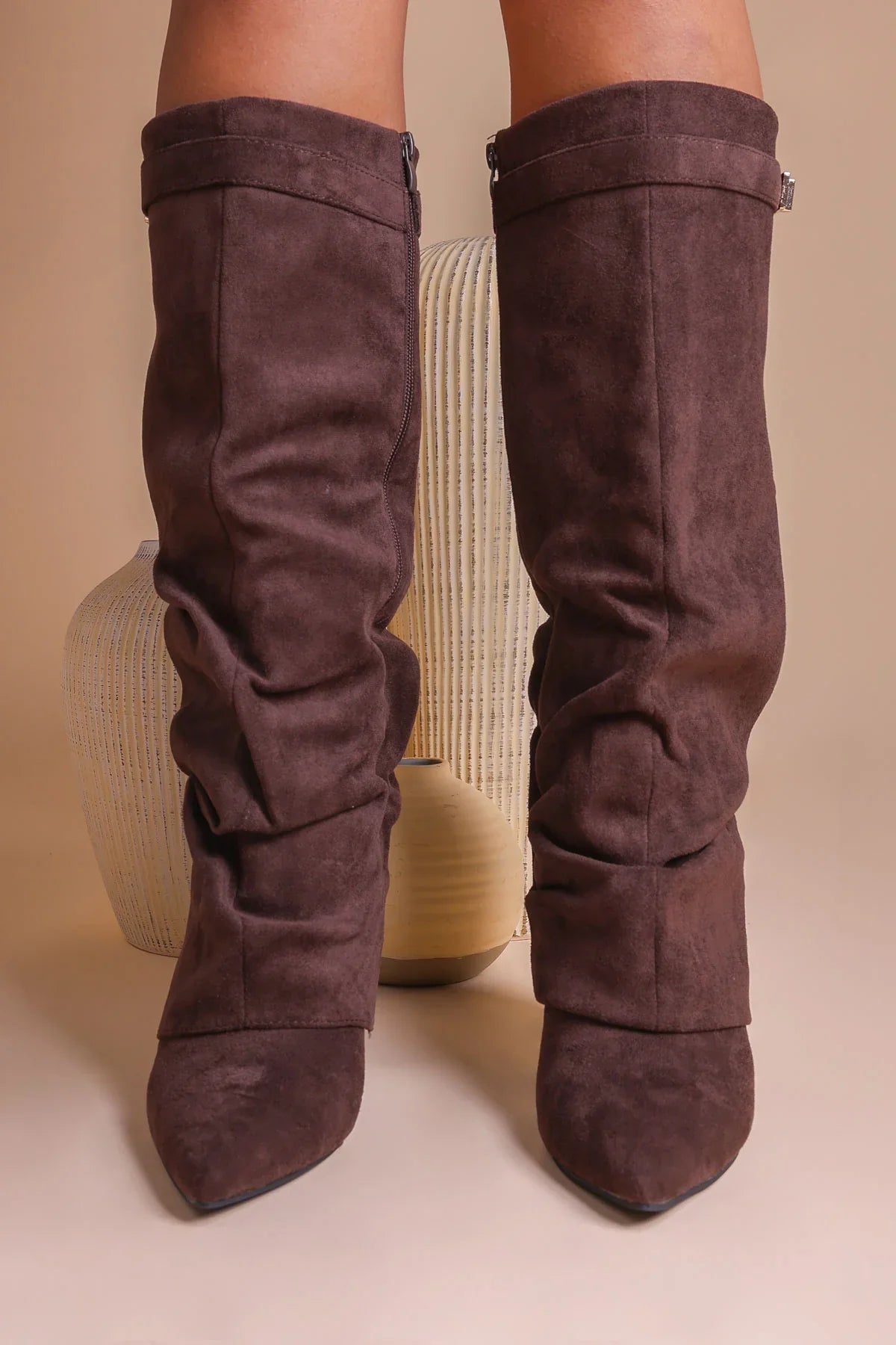 Botas holgadas de ante Elene - Marrón