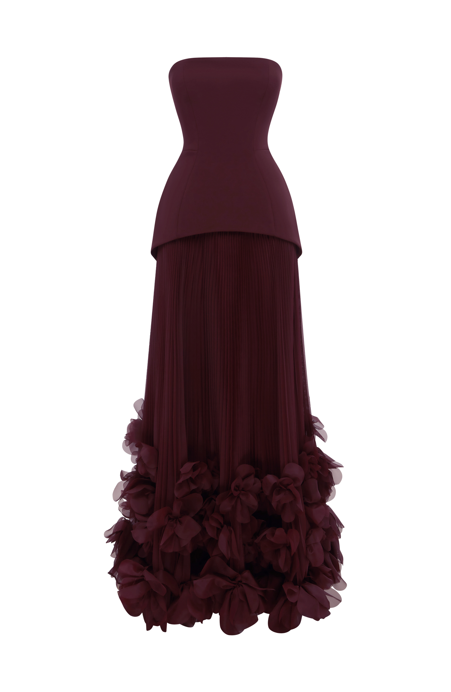 Delphine Floral Gown - Burgundy