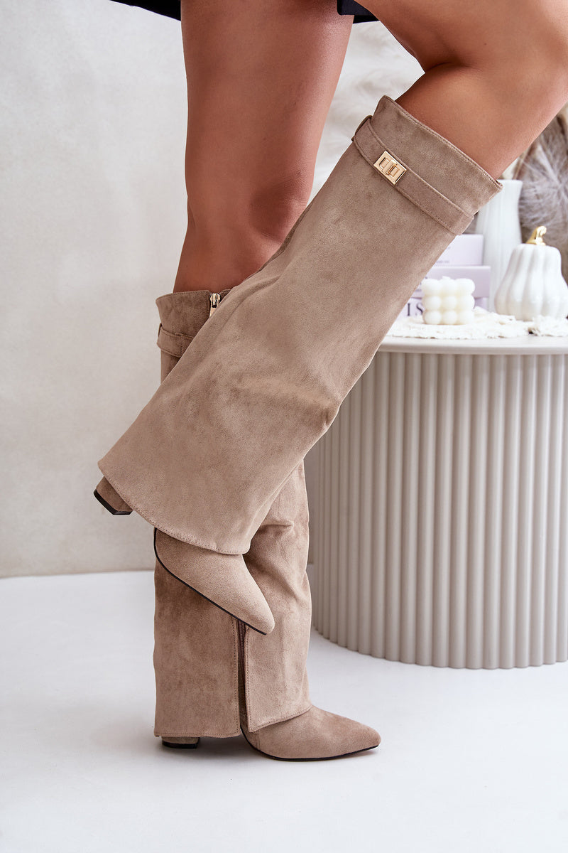 Botas rectas de ante Elene - Beige