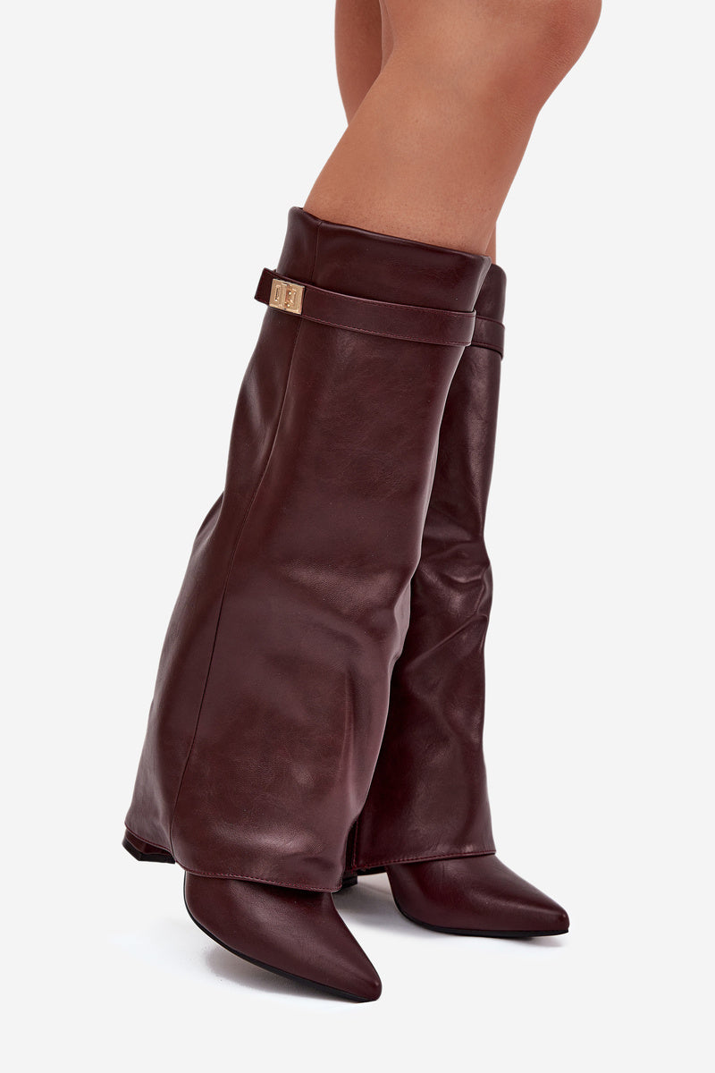 Botas rectas de piel Elene - Burdeos