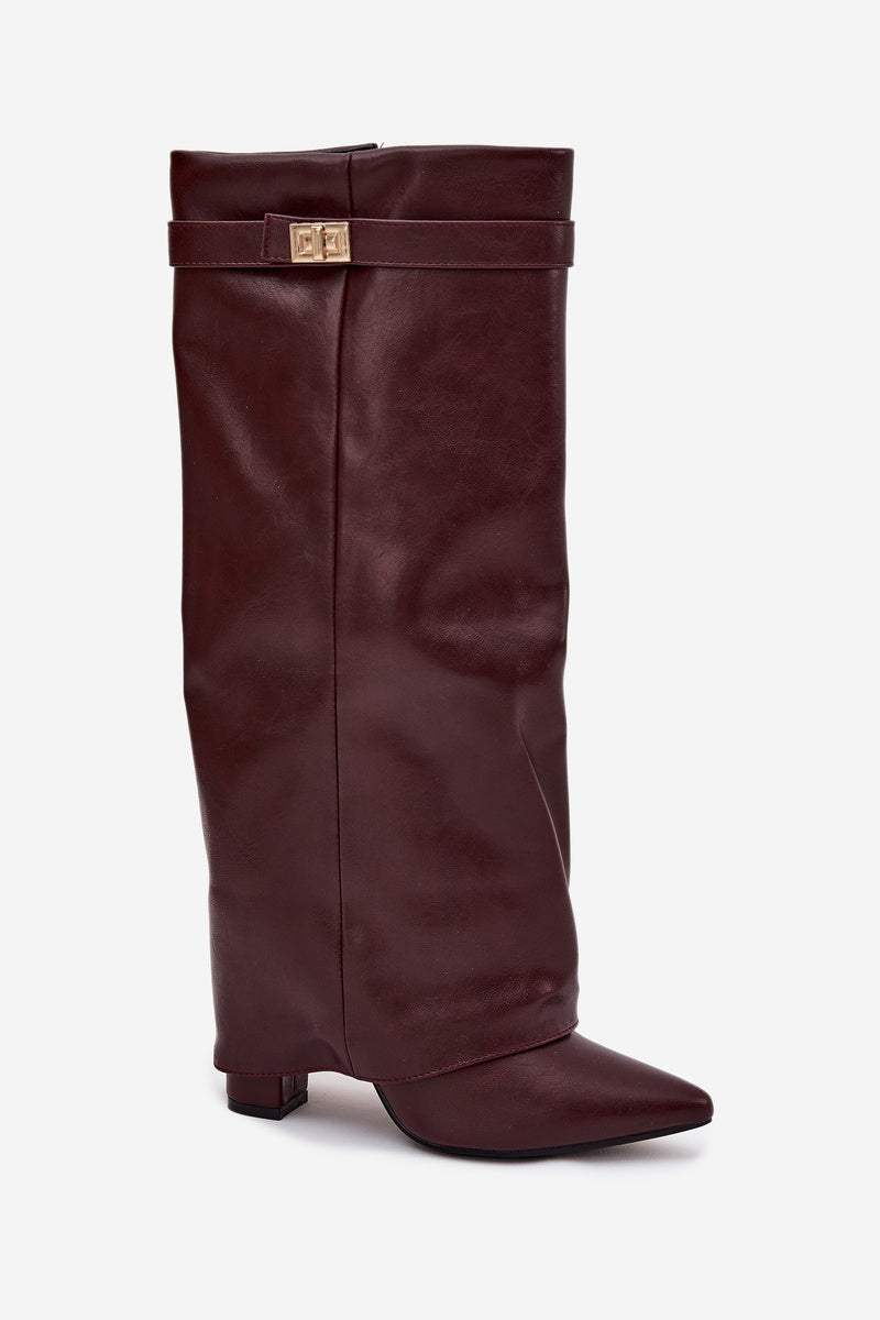 Botas rectas de piel Elene - Burdeos