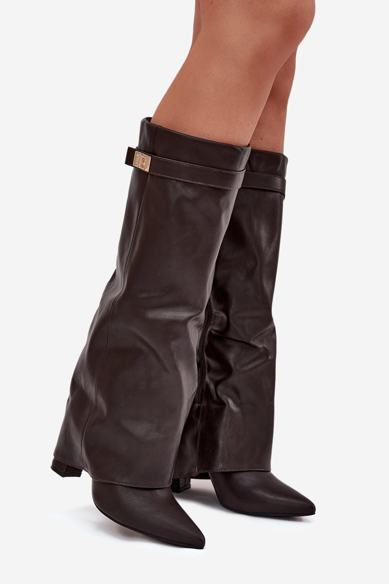 Botas rectas de piel Elene - Marrón