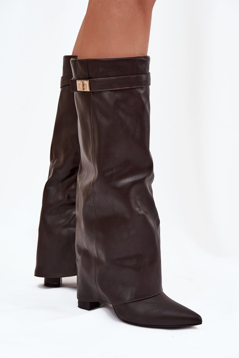 Botas rectas de piel Elene - Marrón