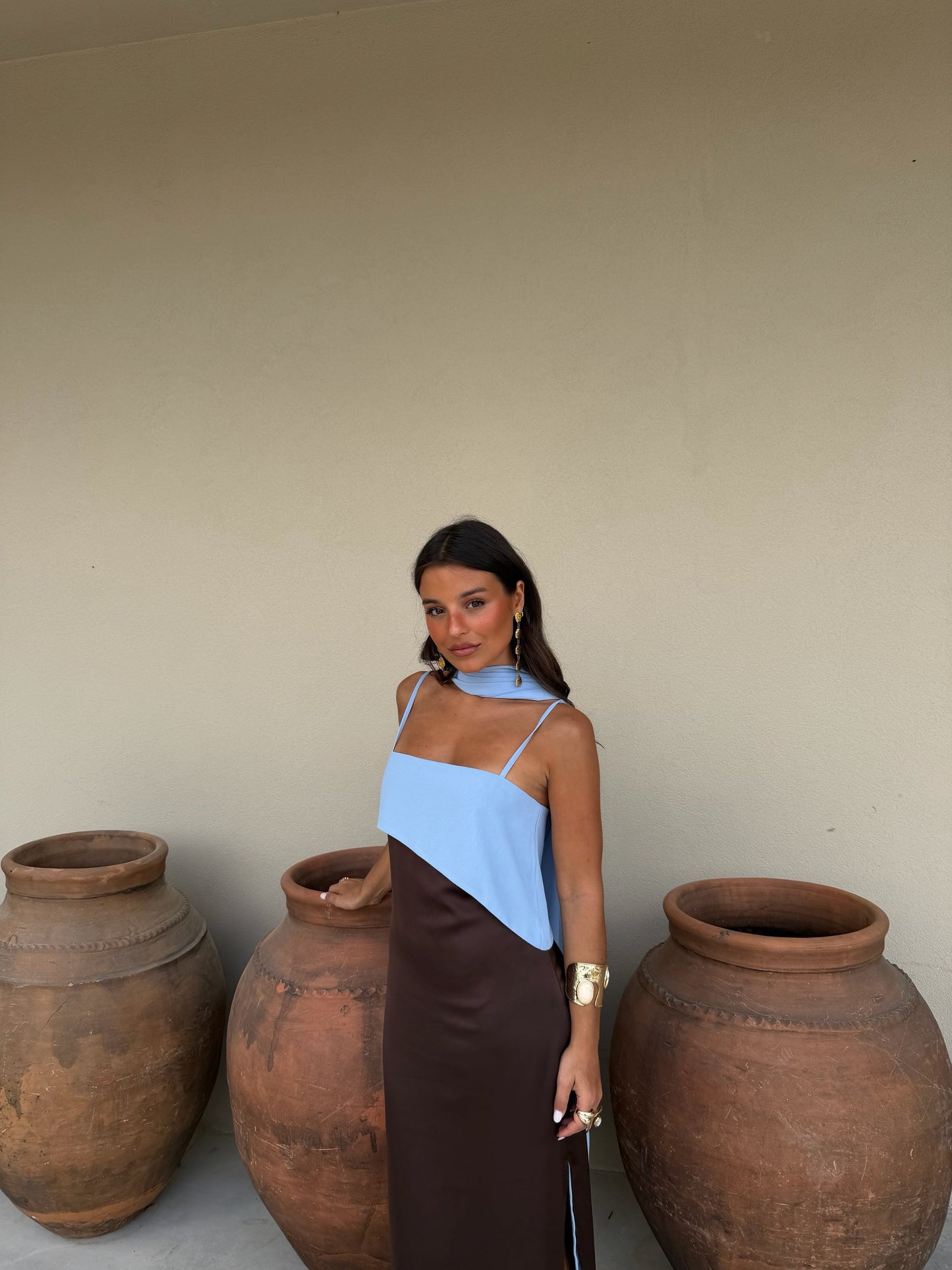 Viviana Dress - Brown & Blue