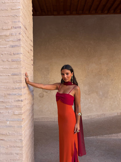 Zahara Dress - Orange and Red