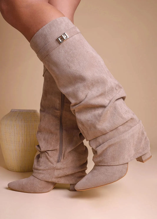 Botas holgadas de ante Elene - Beige