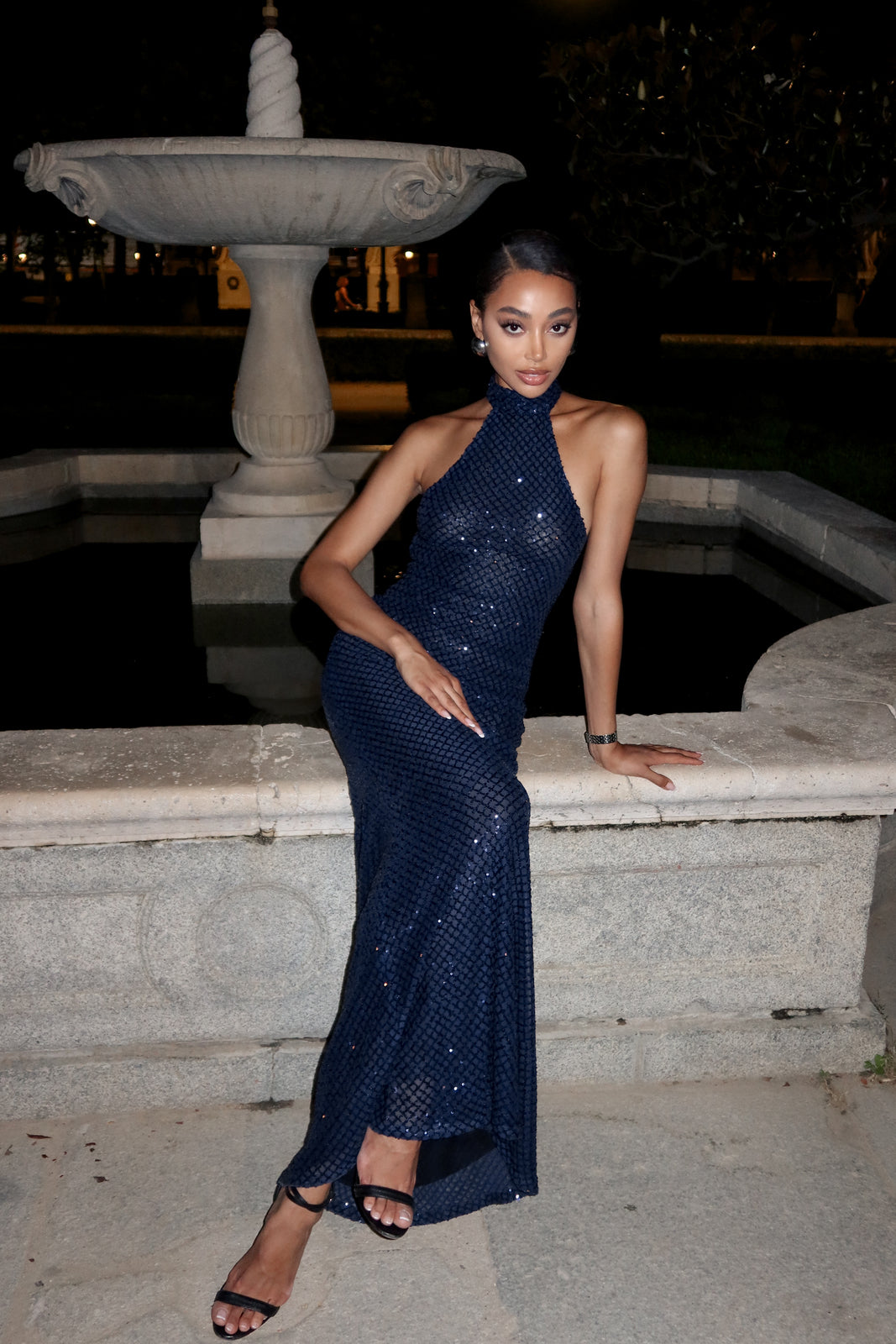 Auraline Sparkle Dress - Navy Blue