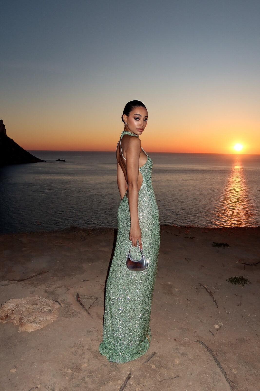 Auraline Sparkle Dress - Green