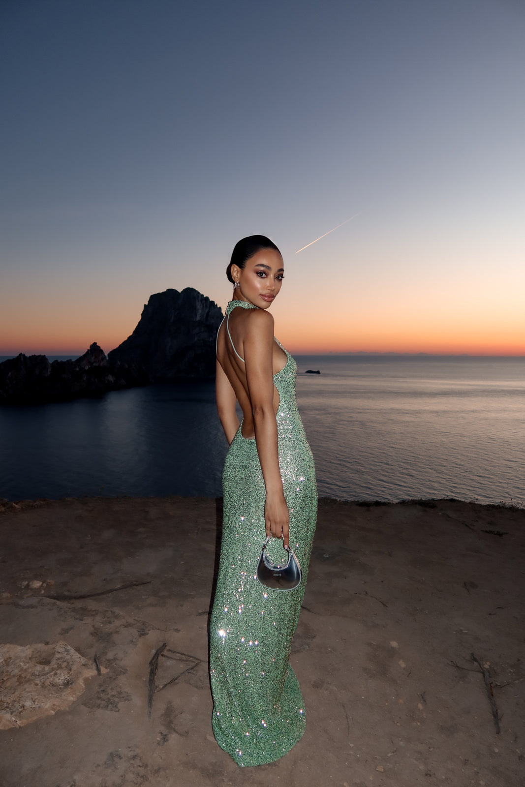 Auraline Sparkle Dress - Green