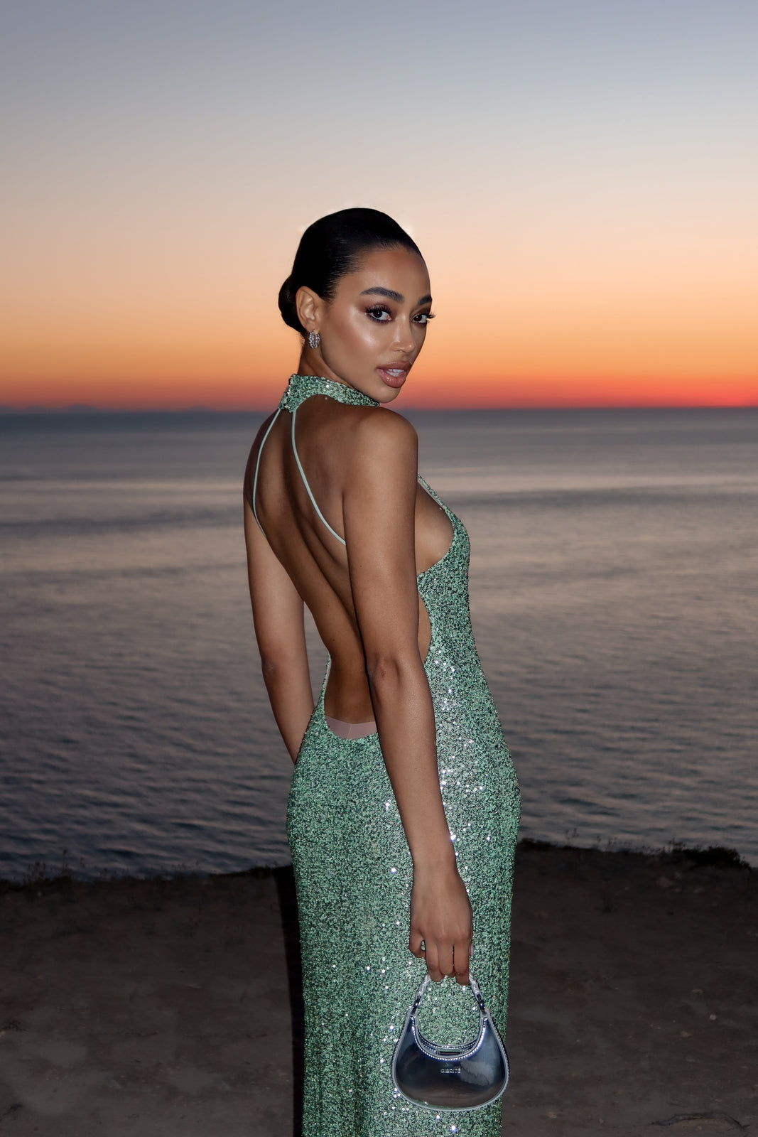 Auraline Sparkle Dress - Green