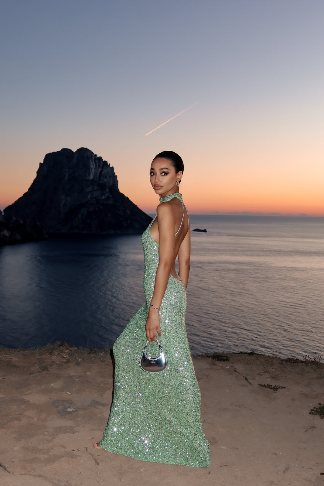 Auraline Sparkle Dress - Green