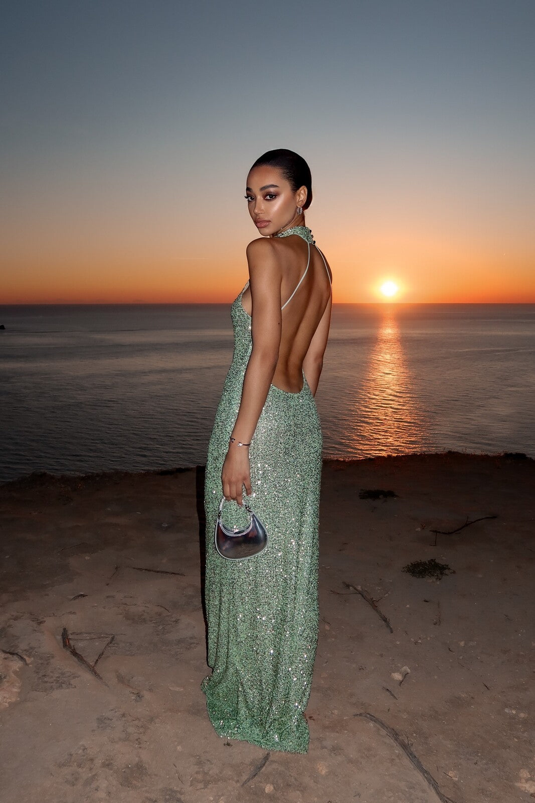 Auraline Sparkle Dress - Green