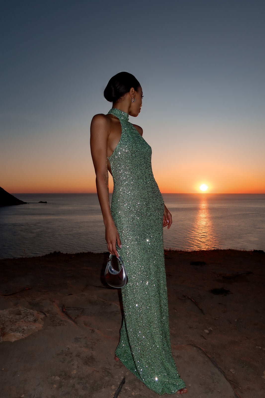 Auraline Sparkle Dress - Green