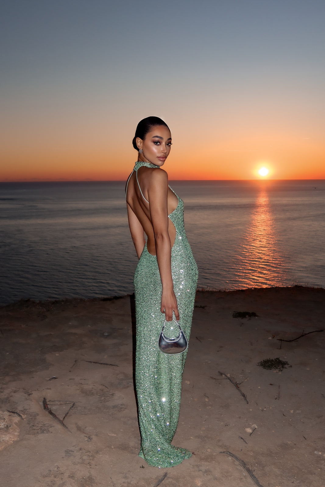 Auraline Sparkle Dress - Green