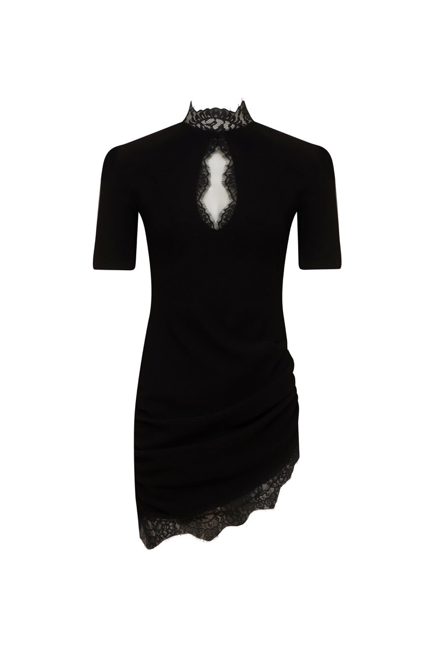 Alayna Lace Mini Dress - Black