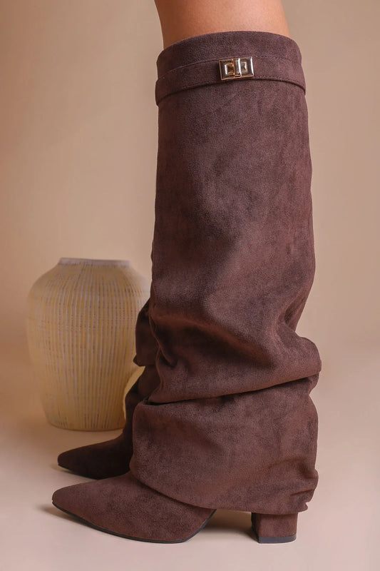 Botas holgadas de ante Elene - Marrón