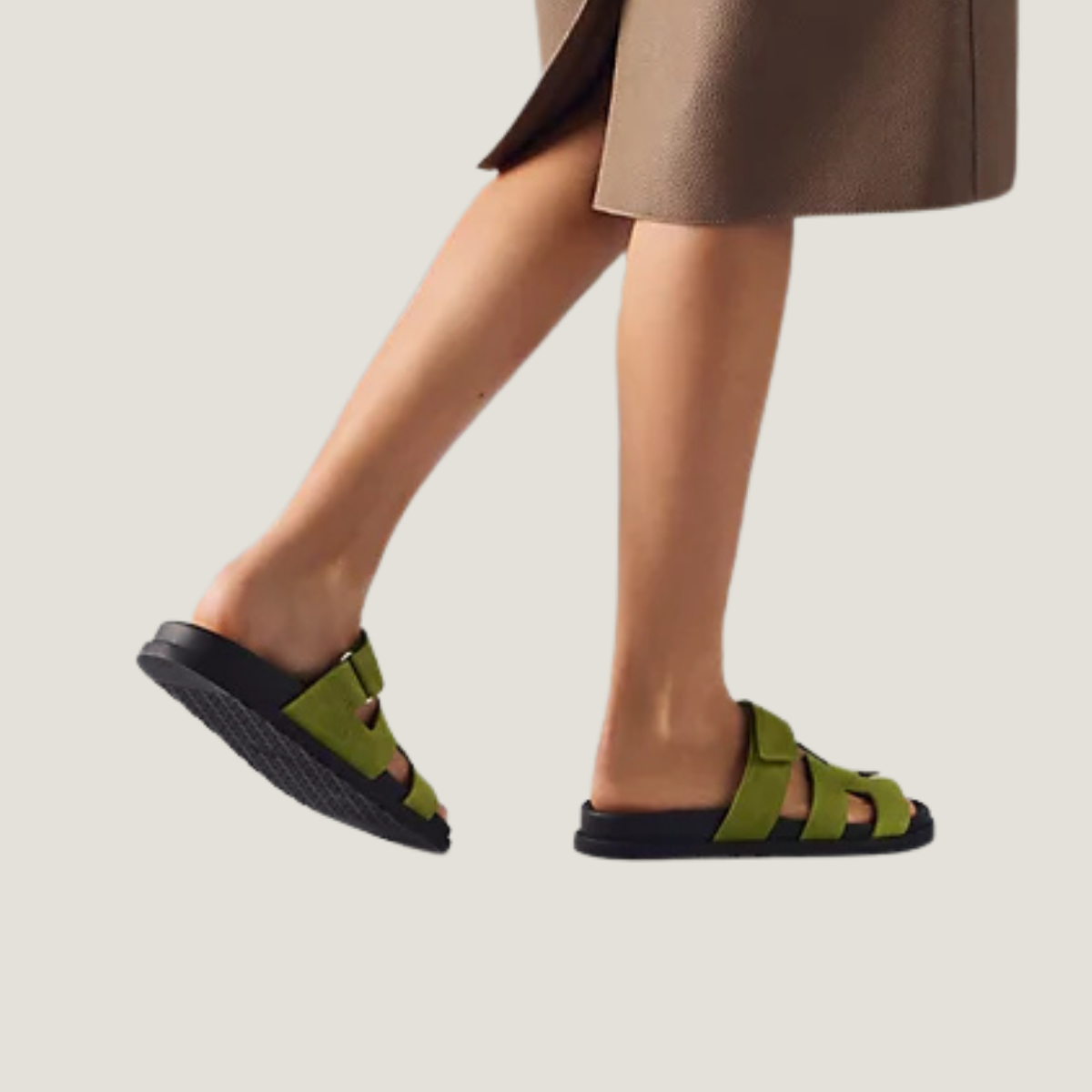 Noma Sandals - Suede Olive Green