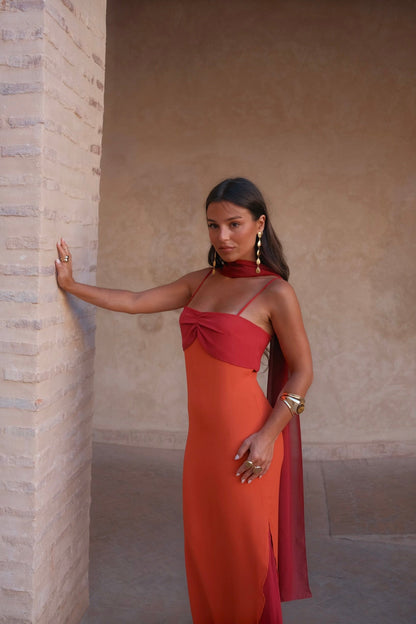Zahara Dress - Orange and Red