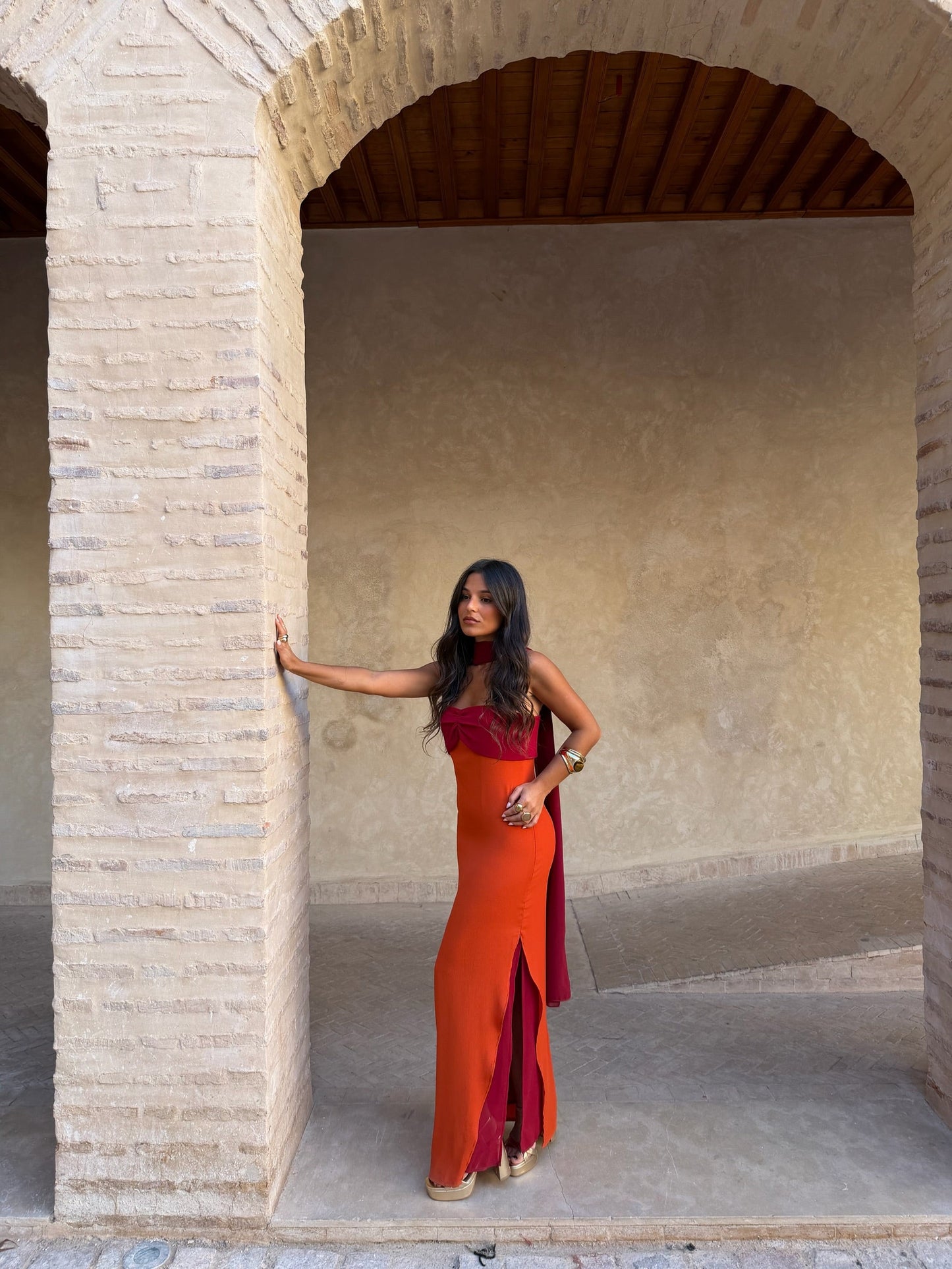 Zahara Dress - Orange and Red