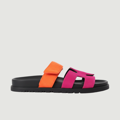 Noma Sandals - Suede Orange & Pink