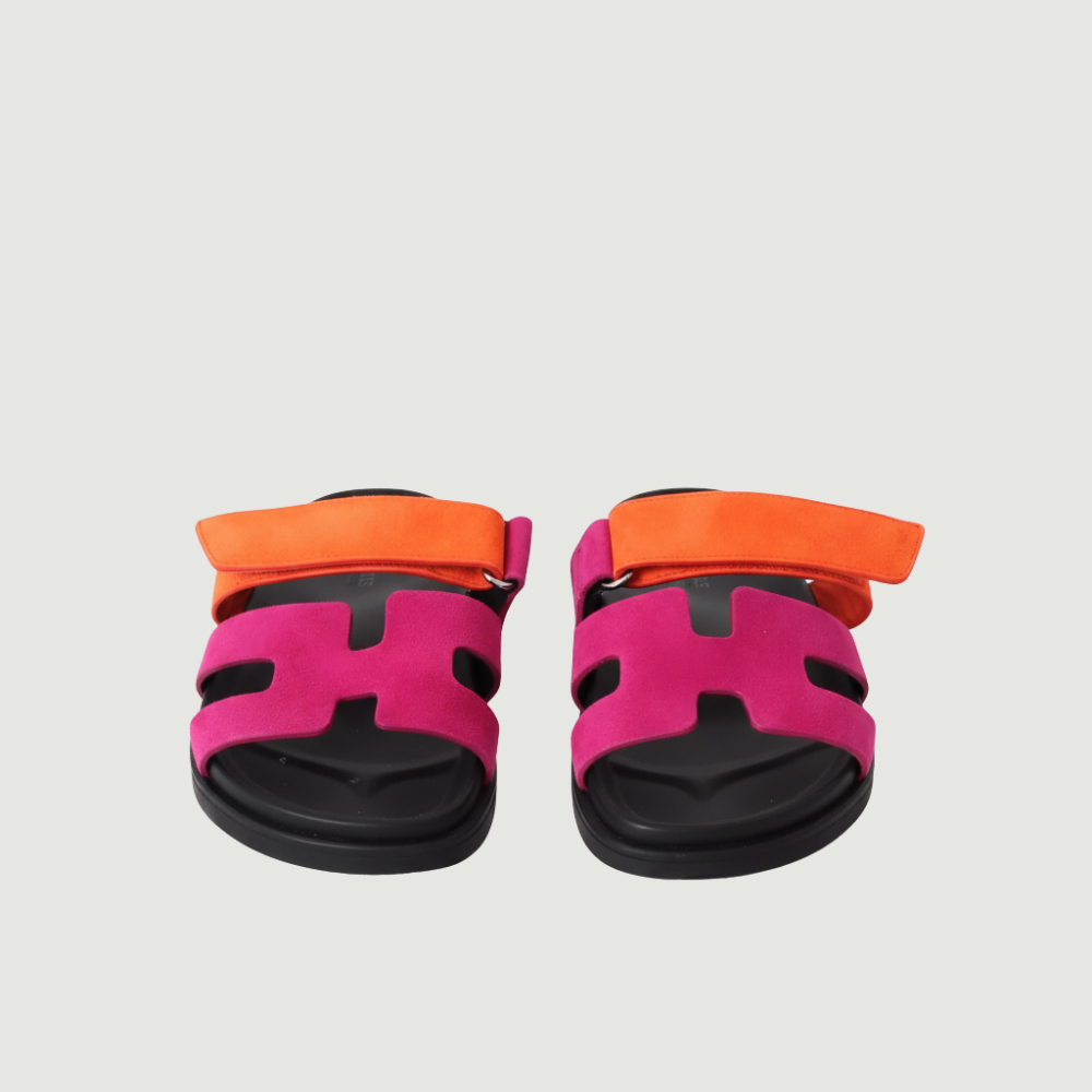 Noma Sandals - Suede Orange & Pink