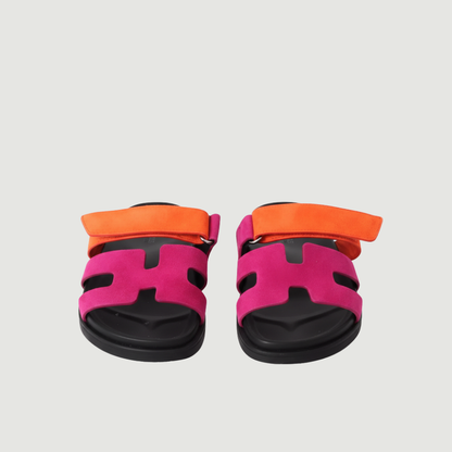 Noma Sandals - Suede Orange & Pink