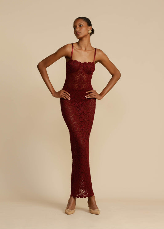 Vestido Margaux – Rojo vino