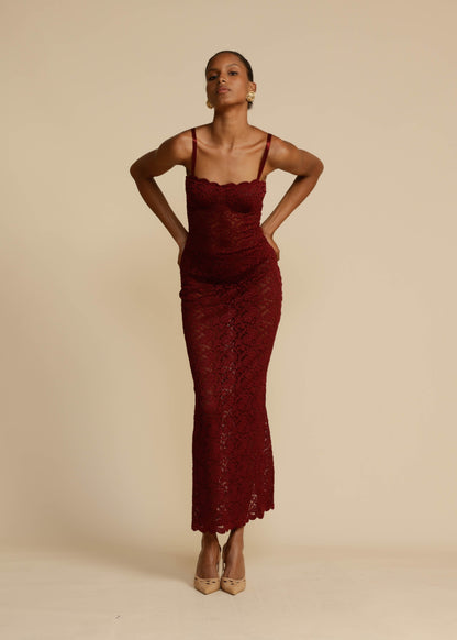 Vestido Margaux – Rojo vino