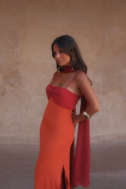 Zahara Dress - Orange and Red