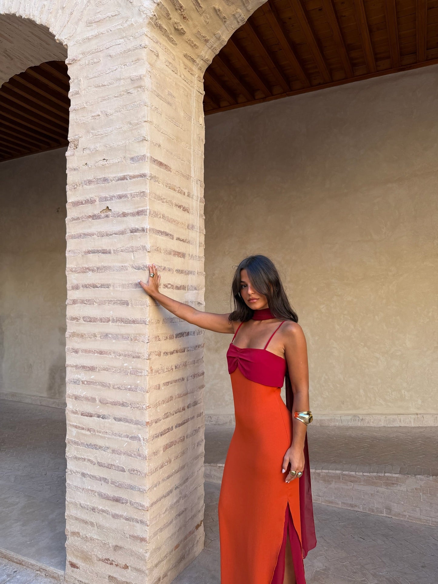 Zahara Dress - Orange and Red
