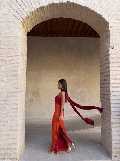 Zahara Dress - Orange and Red