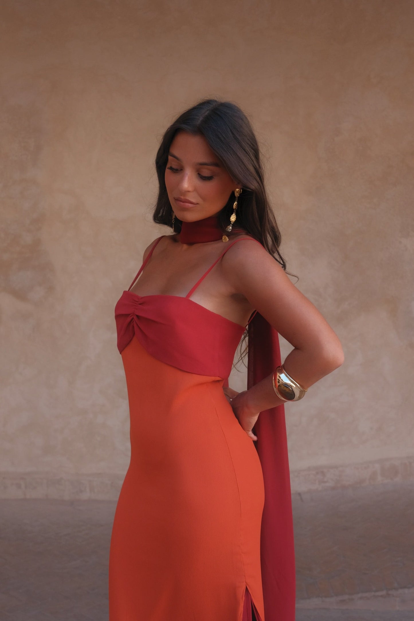 Zahara Dress - Orange and Red