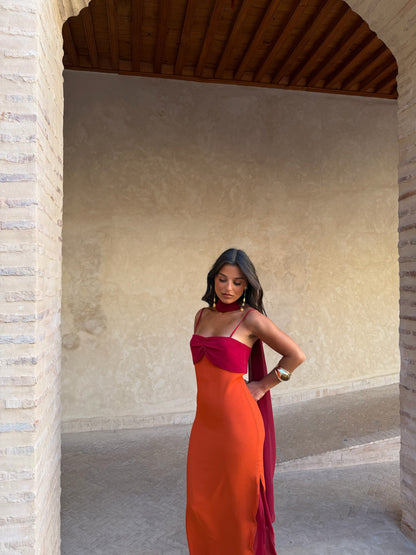 Zahara Dress - Orange and Red