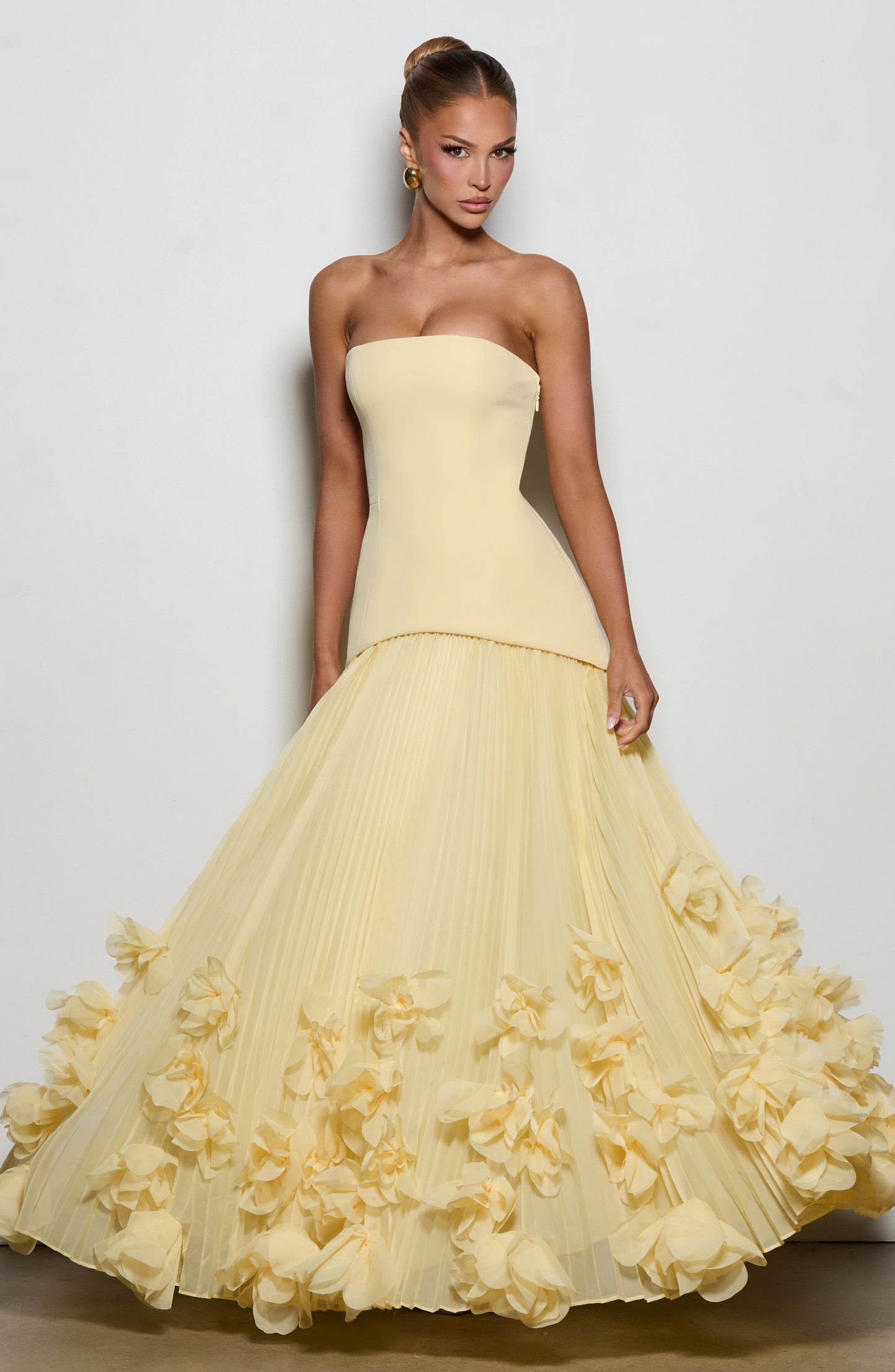 Delphine Floral Gown - Lemon