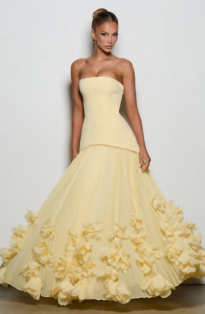 Delphine Floral Gown - Lemon