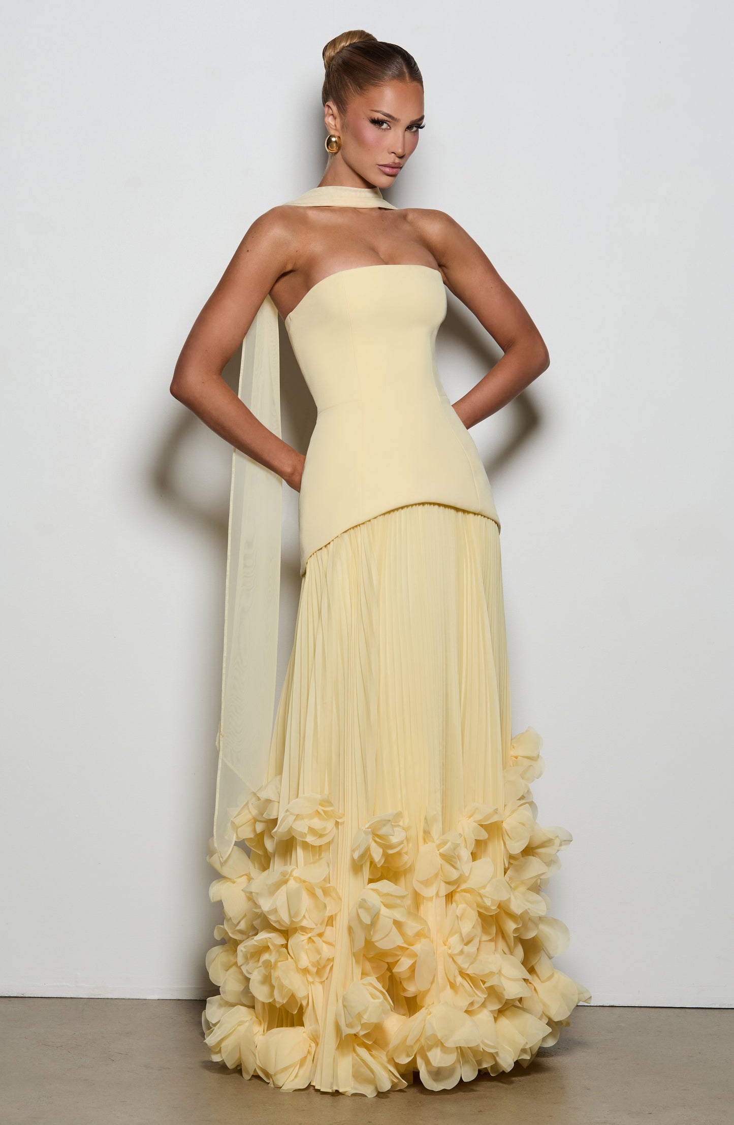 Delphine Floral Gown - Lemon