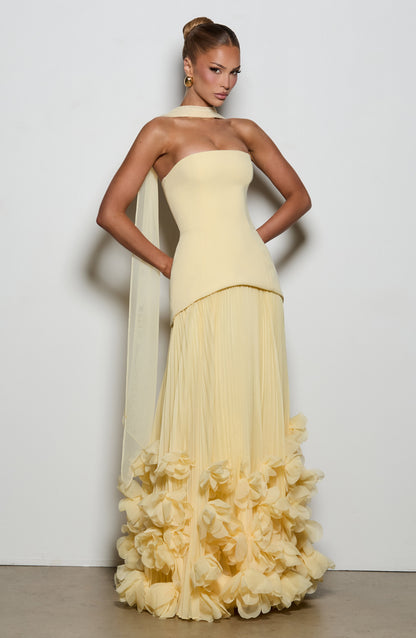 Delphine Floral Gown - Lemon