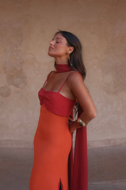 Zahara Dress - Orange and Red