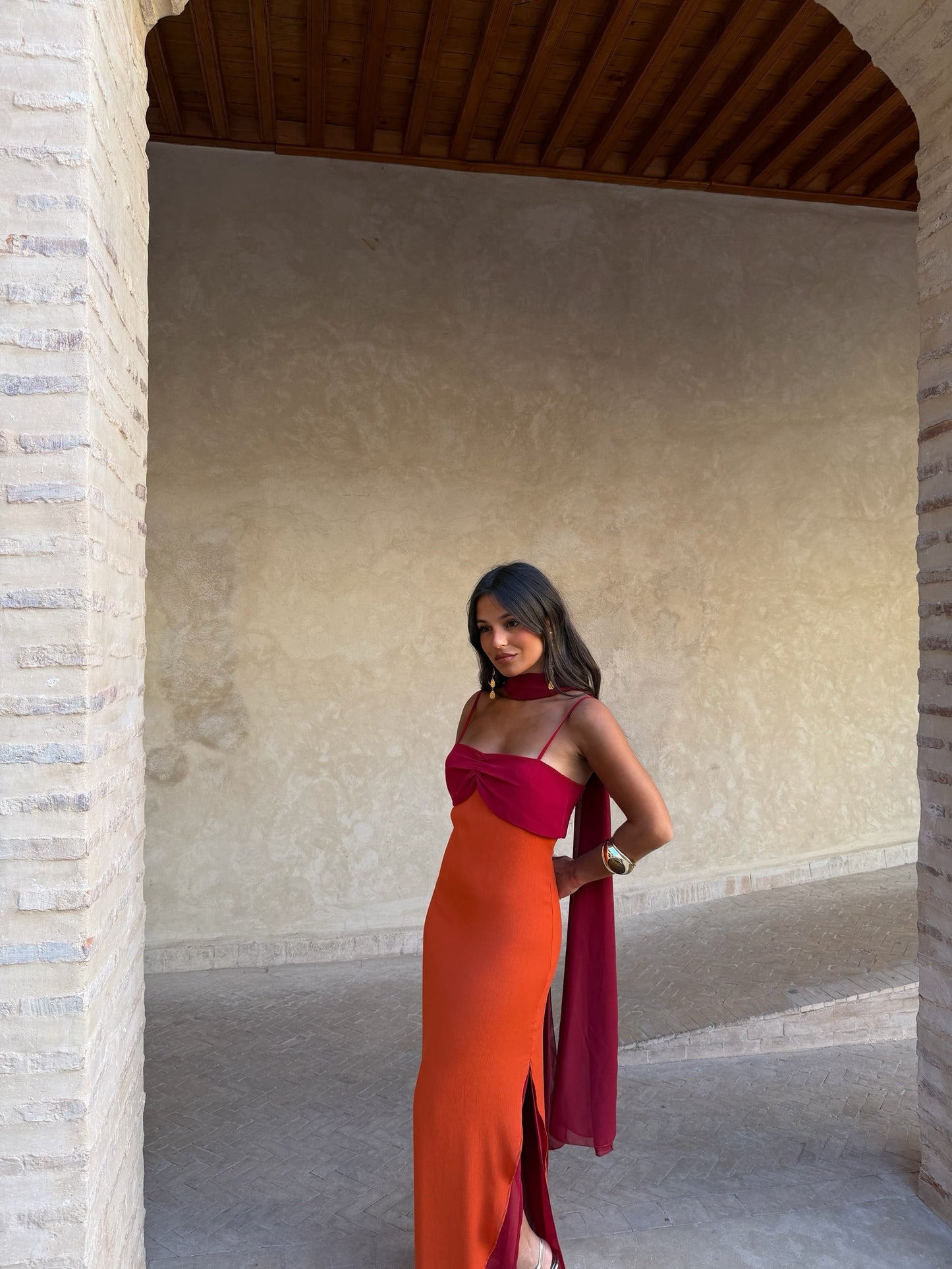 Zahara Dress - Orange and Red