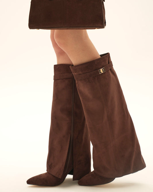 Botas rectas de ante Elene - Marrón