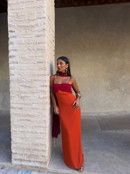 Zahara Dress - Orange and Red