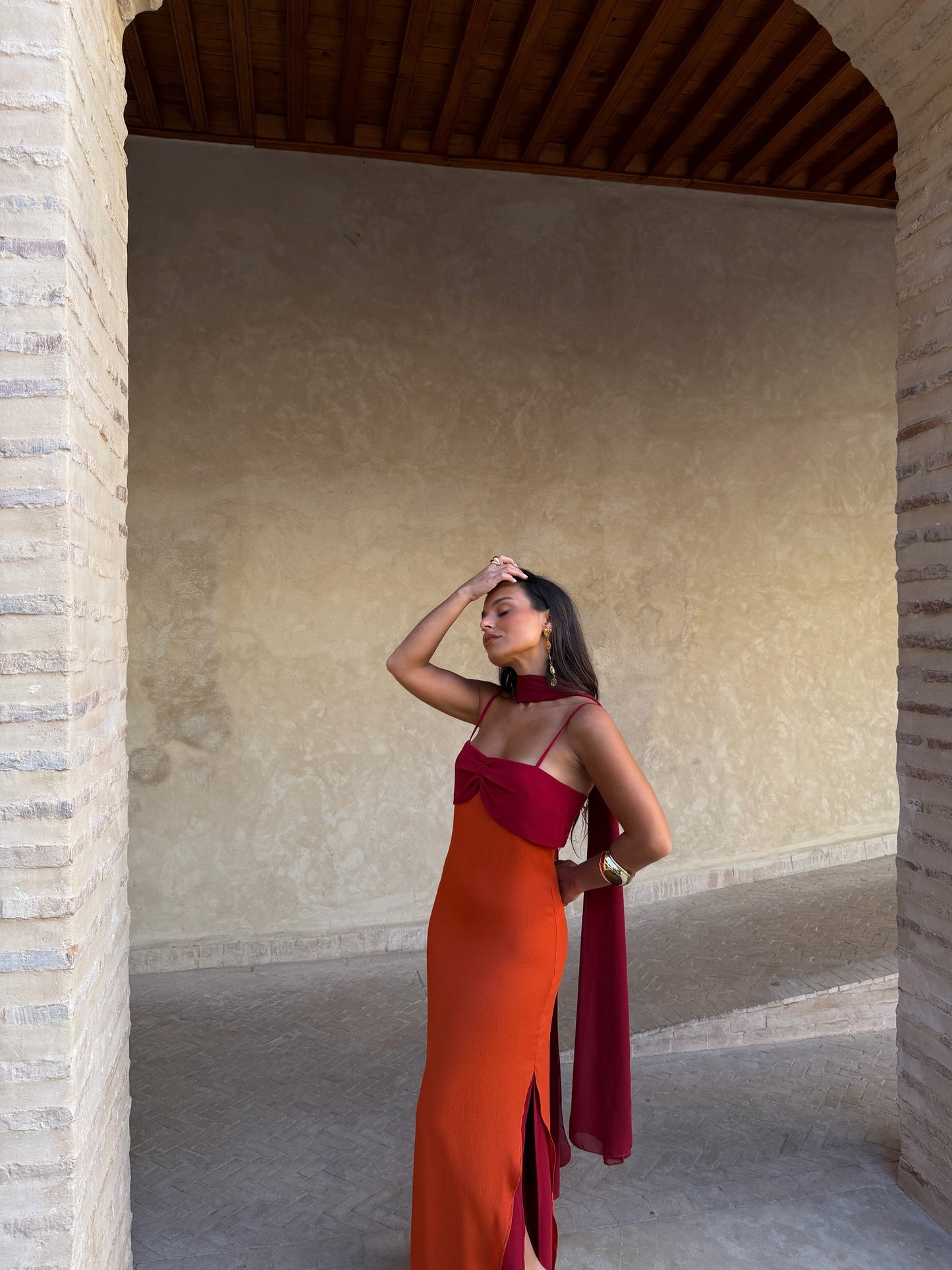 Zahara Dress - Orange and Red
