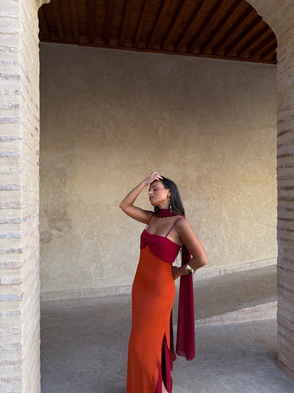 Zahara Dress - Orange and Red