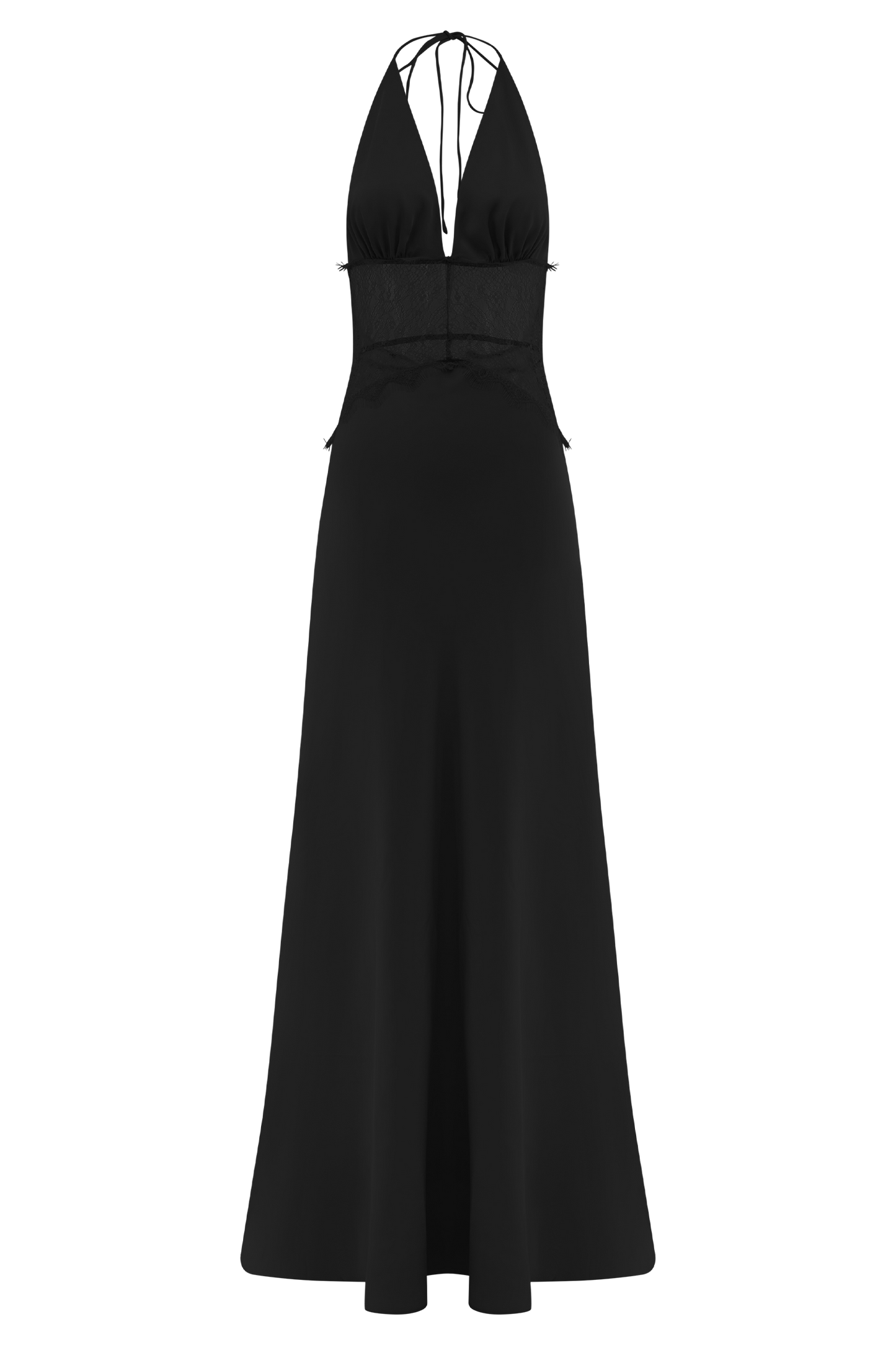 Diora Lace & Satin Maxi Dress - Black