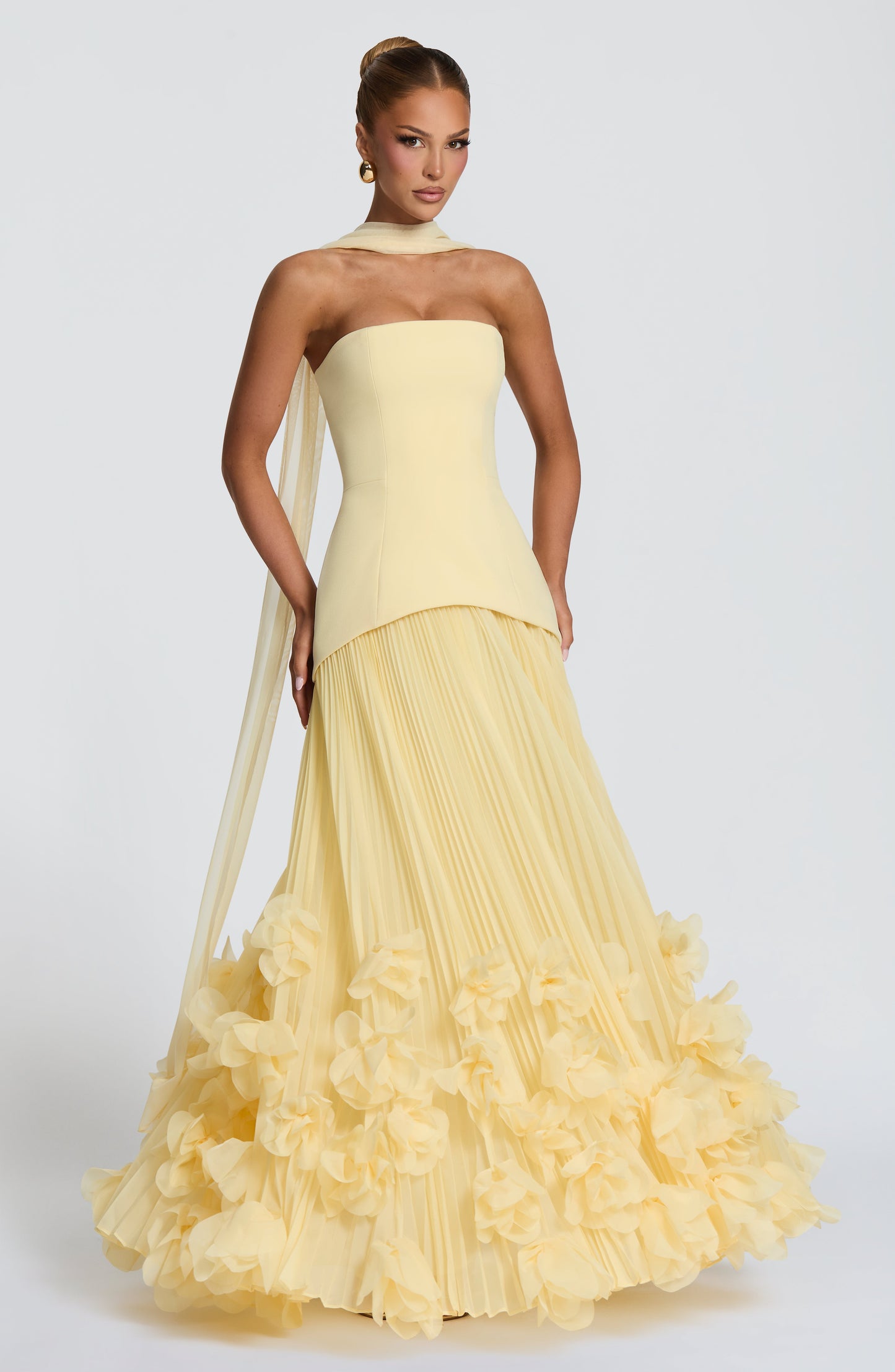 Delphine Floral Gown - Lemon