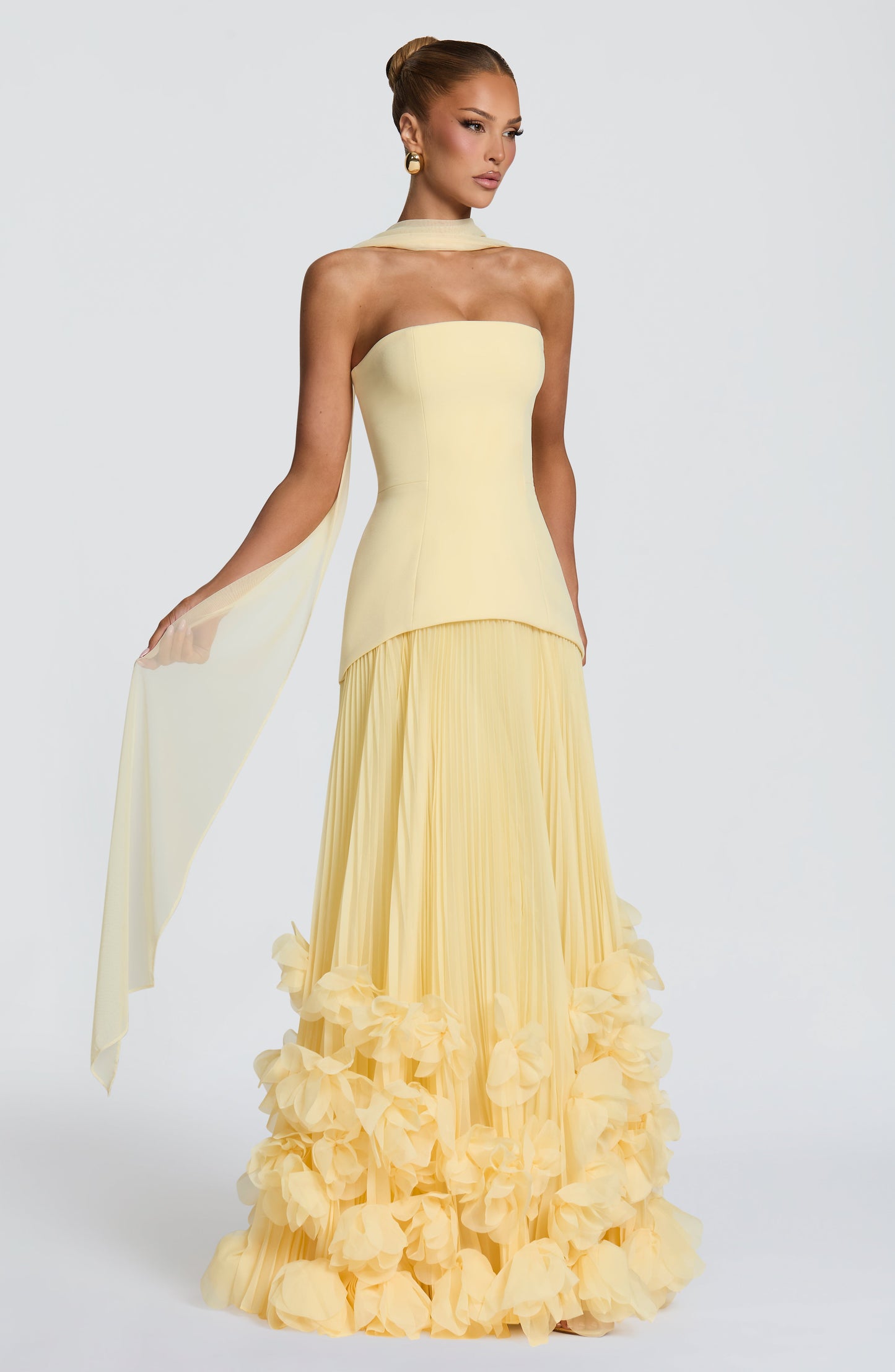 Delphine Floral Gown - Lemon