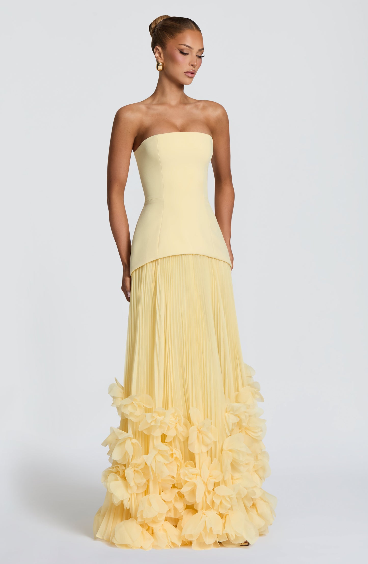 Delphine Floral Gown - Lemon