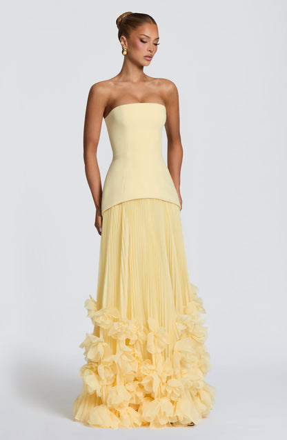 Delphine Floral Gown - Lemon